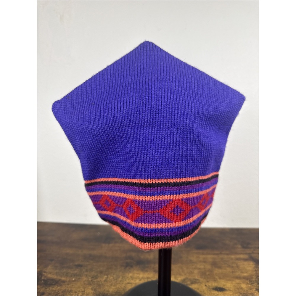 Vintage RARE North Face Beanie Ski Hat 100% Wool Made USA Multi-Color